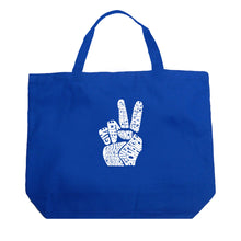 Load image into Gallery viewer, PEACE FINGERS - Large Word Art Tote Bag