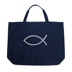 JESUS FISH - Large Word Art Tote Bag