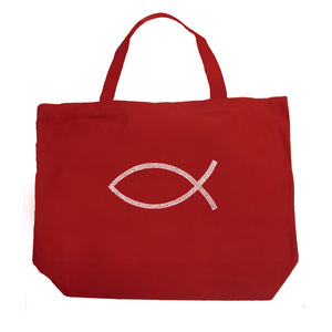 JESUS FISH - Large Word Art Tote Bag