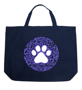 Gandhi's Quote on Animal Treatment - Large Word Art Tote Bag