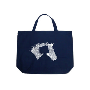 Girl Horse - Large Word Art Tote Bag
