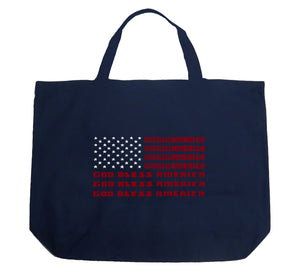 God Bless America - Large Word Art Tote Bag