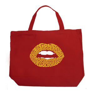 Gold Digger Lips - Large Word Art Tote Bag