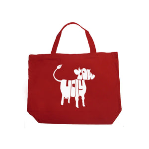 Holy Cow  - Large Word Art Tote Bag