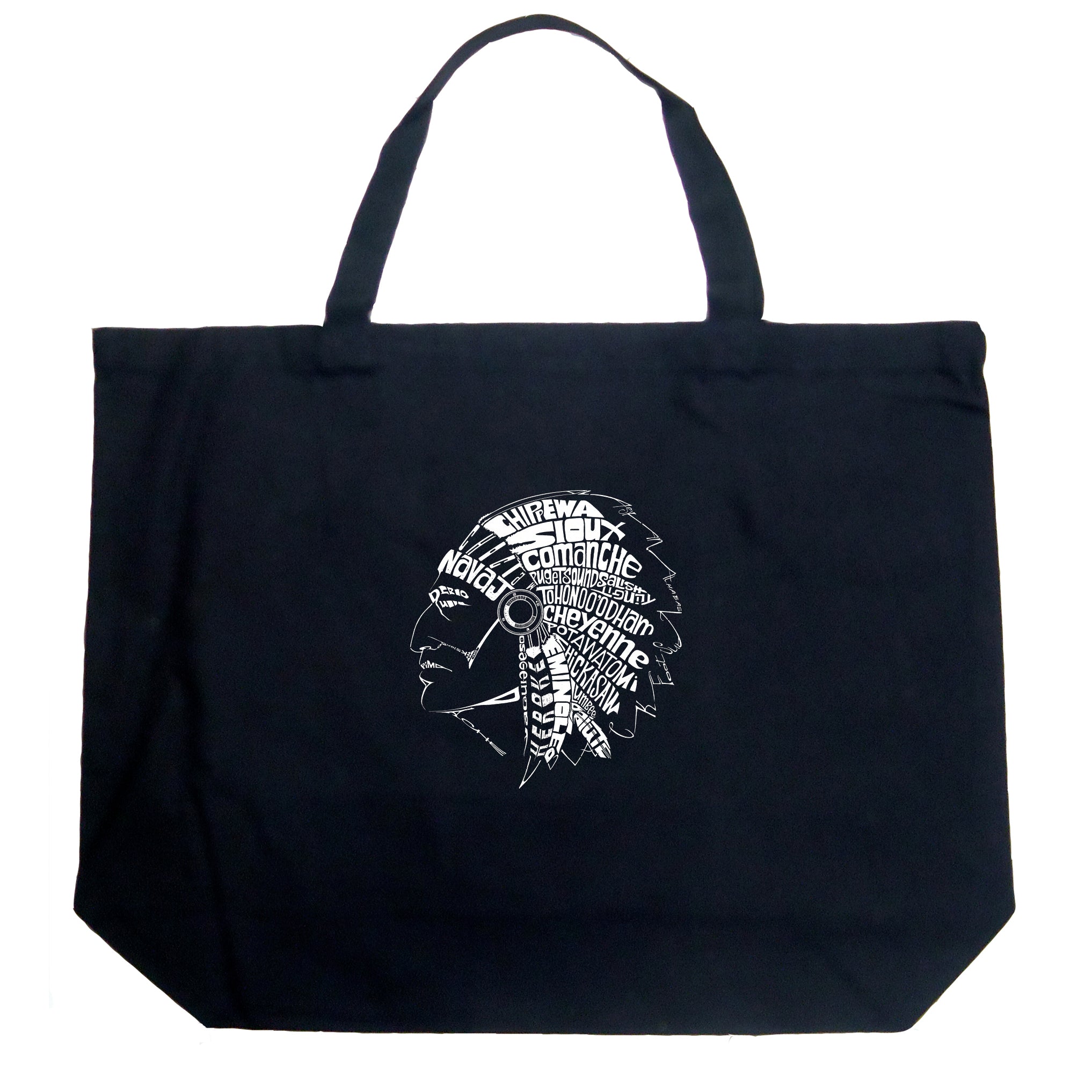 POPULAR NATIVE AMERICAN INDIAN TRIBES Large Word Art Tote Bag