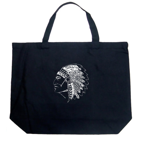 POPULAR NATIVE AMERICAN INDIAN TRIBES - Large Word Art Tote Bag