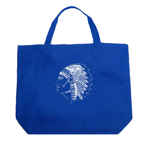 POPULAR NATIVE AMERICAN INDIAN TRIBES - Large Word Art Tote Bag
