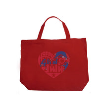 Load image into Gallery viewer, Large Word Art Tote Bag - July 4th Heart