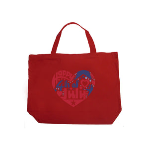 Large Word Art Tote Bag - July 4th Heart