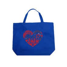 Load image into Gallery viewer, Large Word Art Tote Bag - July 4th Heart