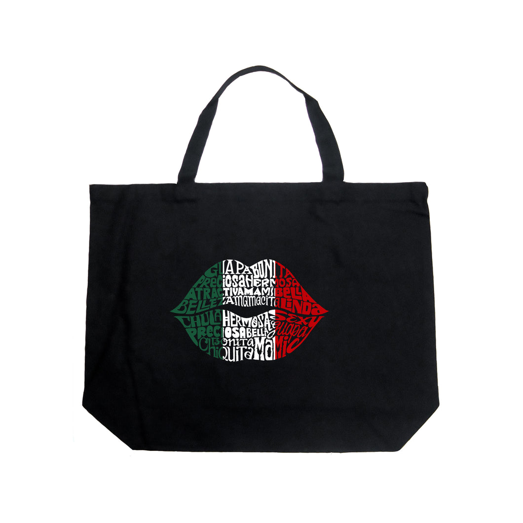 Latina Lips  - Large Word Art Tote Bag