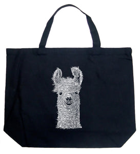 Llama - Large Word Art Tote Bag