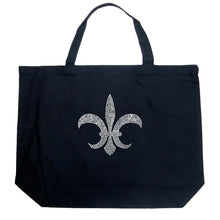 Load image into Gallery viewer, FLEUR DE LIS POPULAR LOUISIANA CITIES - Large Word Art Tote Bag