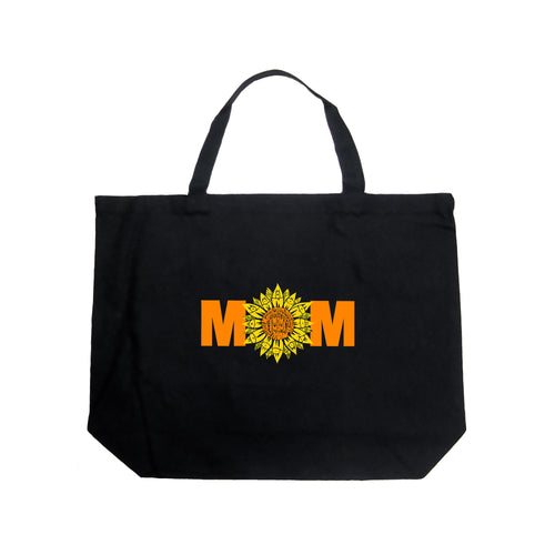 Mom Sunflower  - Large Word Art Tote Bag