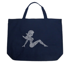 Mudflap Girl Keep on Truckin - Large Word Art Tote Bag