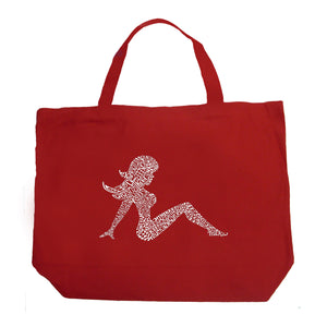 Mudflap Girl Keep on Truckin - Large Word Art Tote Bag