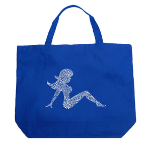 Mudflap Girl Keep on Truckin - Large Word Art Tote Bag