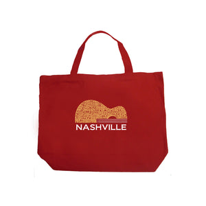 Nashville Guitar - Large Word Art Tote Bag