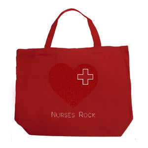 Nurses Rock - Large Word Art Tote Bag
