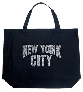 La Pop Art Large Word Art Tote Bag - NYC Neighborhoods, Adult Unisex, Size: One size, Black