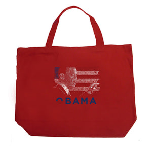 OBAMA AMERICA THE BEAUTIFUL - Large Word Art Tote Bag