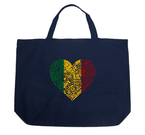 One Love Heart - Large Word Art Tote Bag