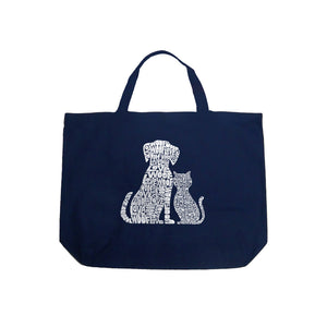 Dogs and Cats  - Large Word Art Tote Bag