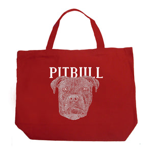 Pitbull Face - Large Word Art Tote Bag