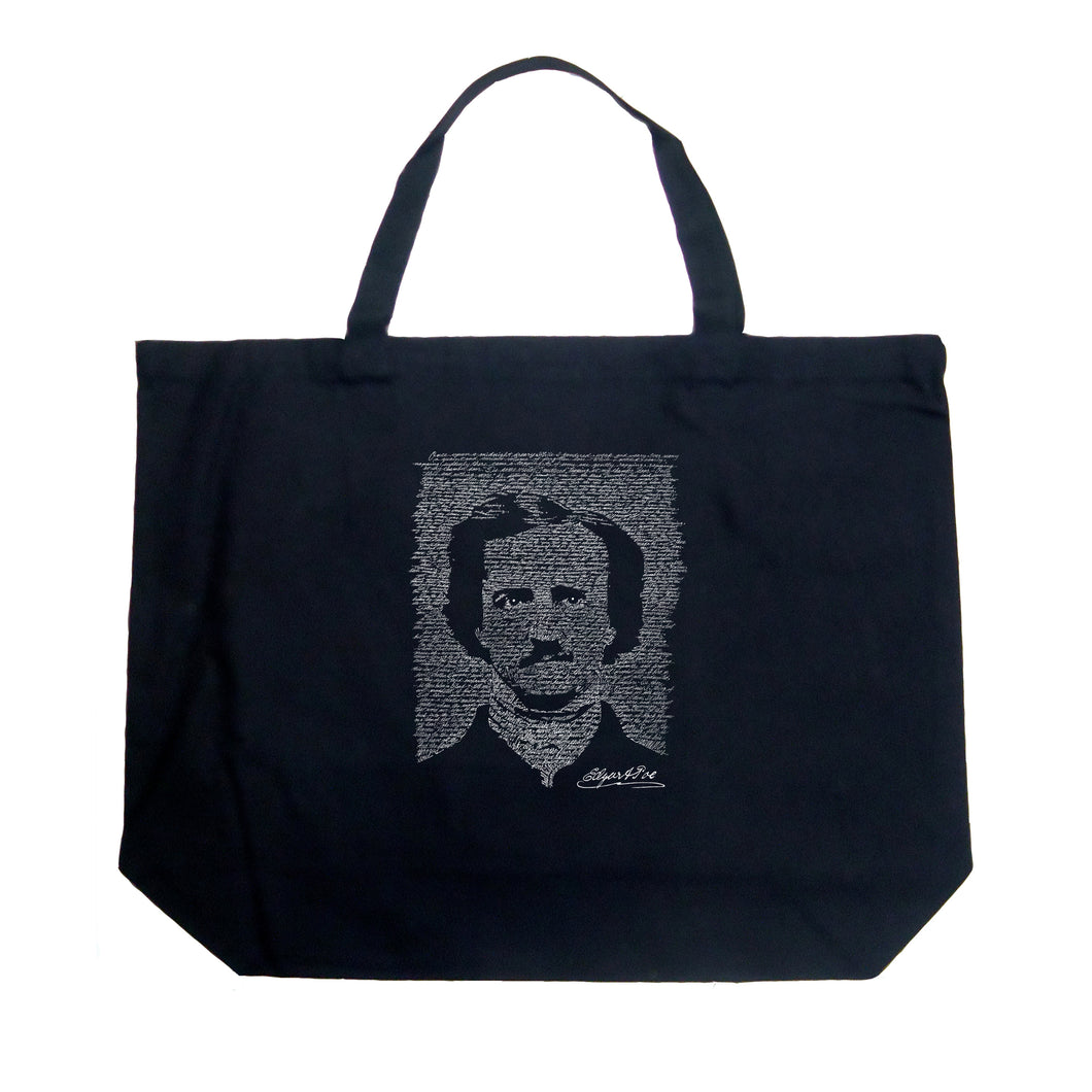 EDGAR ALLAN POE THE RAVEN - Large Word Art Tote Bag