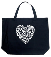 Load image into Gallery viewer, Paw Prints Heart  - Large Word Art Tote Bag