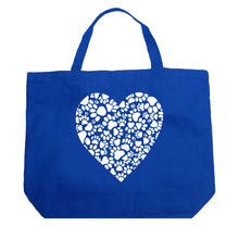Load image into Gallery viewer, Paw Prints Heart  - Large Word Art Tote Bag