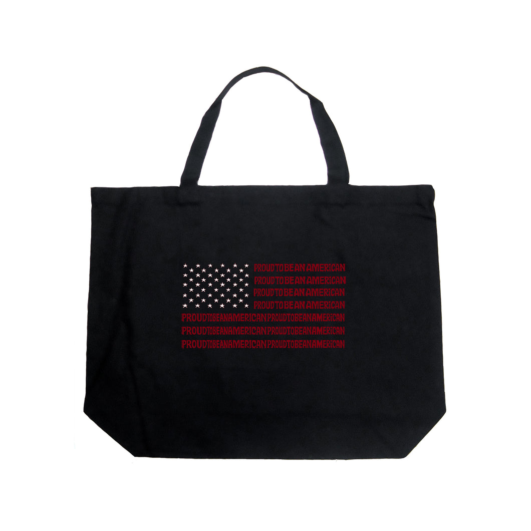 Proud To Be An American - Large Word Art Tote Bag