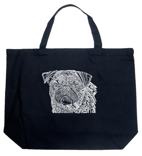 Pug Face - Large Word Art Tote Bag