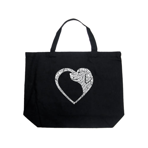 Dog Heart - Large Word Art Tote Bag