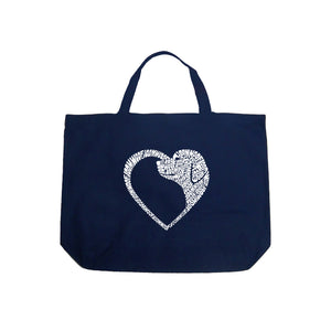Dog Heart - Large Word Art Tote Bag