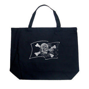 FAMOUS PIRATE CAPTAINS AND SHIPS - Large Word Art Tote Bag