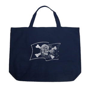 FAMOUS PIRATE CAPTAINS AND SHIPS - Large Word Art Tote Bag