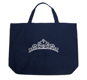 Princess Tiara - Large Word Art Tote Bag