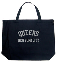 Load image into Gallery viewer, POPULAR NEIGHBORHOODS IN QUEENS, NY - Large Word Art Tote Bag