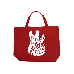 Rock And Roll Guitar - Large Word Art Tote Bag