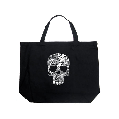 Rock n Roll Skull - Large Word Art Tote Bag