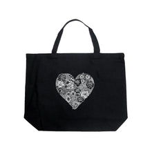 Load image into Gallery viewer, Heart Flowers  - Large Word Art Tote Bag