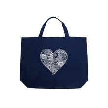 Load image into Gallery viewer, Heart Flowers  - Large Word Art Tote Bag