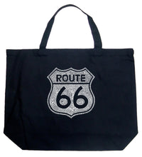 Load image into Gallery viewer, CITIES ALONG THE LEGENDARY ROUTE 66 - Large Word Art Tote Bag