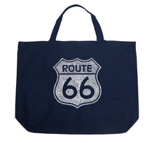Load image into Gallery viewer, CITIES ALONG THE LEGENDARY ROUTE 66 - Large Word Art Tote Bag