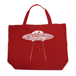 Flying Saucer UFO - Large Word Art Tote Bag