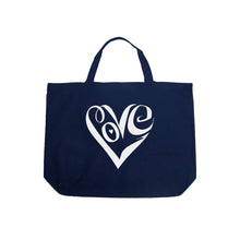 Load image into Gallery viewer, Script Love Heart  - Large Word Art Tote Bag