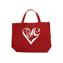 Load image into Gallery viewer, Script Love Heart  - Large Word Art Tote Bag