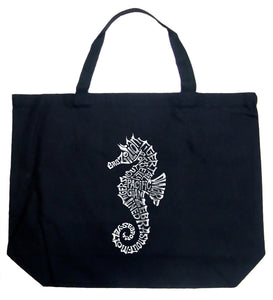 Types of Seahorse - Large Word Art Tote Bag