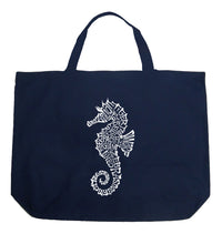 Load image into Gallery viewer, Types of Seahorse - Large Word Art Tote Bag
